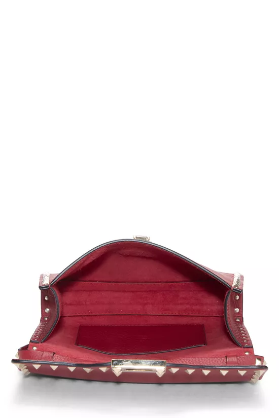Red Leather Rockstud Flap Crossbody Bag, , large image number 5