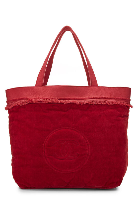 Red Terry Cloth 'CC' Tote XL