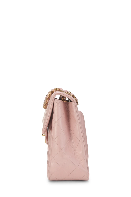 ぴんく Pre-Owned Pink Quilted Lambskin Half Flap Jumbo Q6B0271IP4004