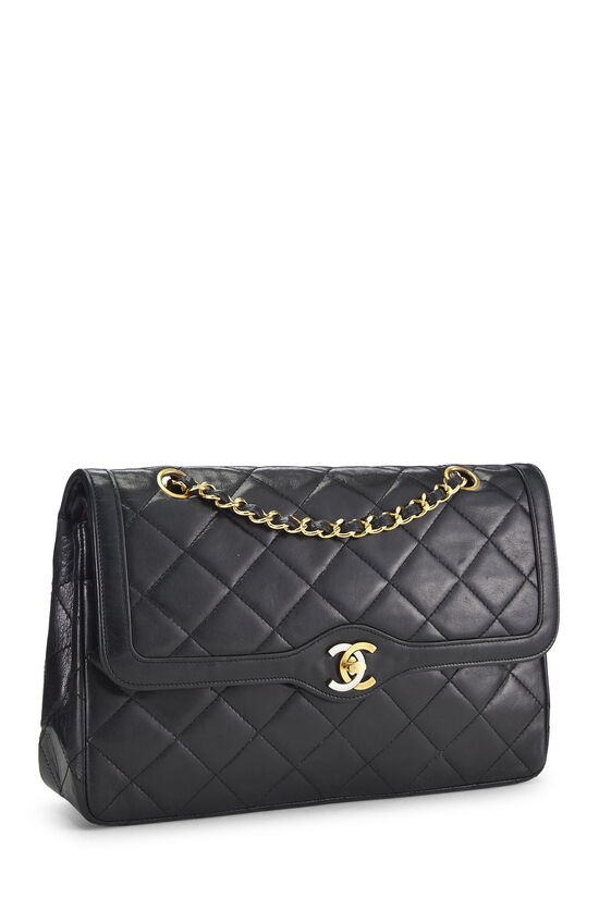 Chanel Vintage Classic Flap White and Black Lambskin Leather
