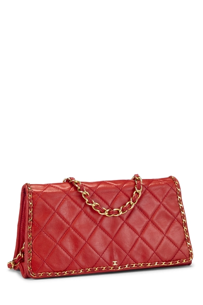 Red Lambskin Flap Bag, , large