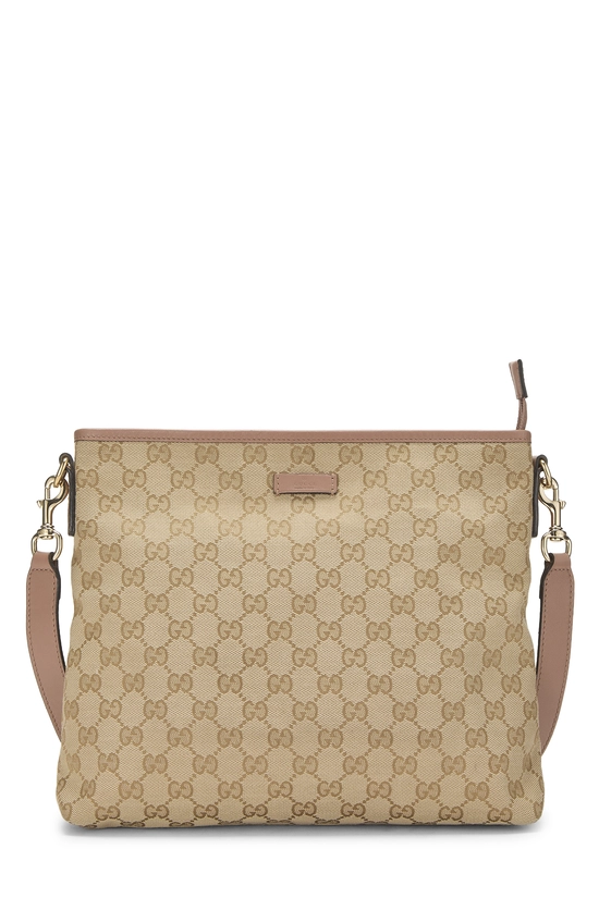 Pink Original GG Canvas Zip Flat Messenger, , large image number 0