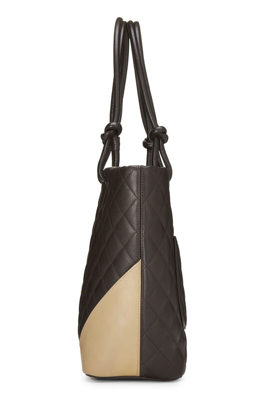 Brown Quilted Calfskin Cambon Ligne Tote Small, , large image number 2