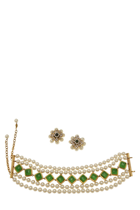 Chanel Multicolor Gripoix & Faux Pearl Choker Necklace Q6J52D28MB000
