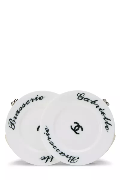 White Lambskin Brasserie Gabrielle Plate Clutch