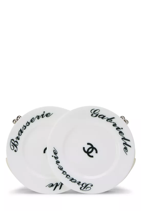 White Lambskin Brasserie Gabrielle Plate Clutch, , large image number 0