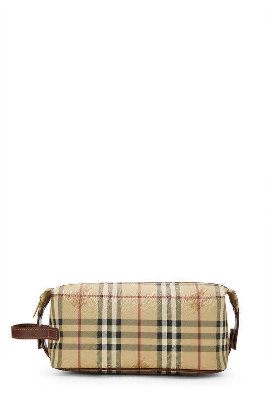 Brown Haymarket Check Canvas Pouch, , large image number 0