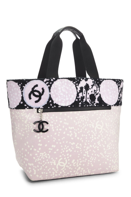 Pink Terry Cloth & Canvas Tote, , large image number 1