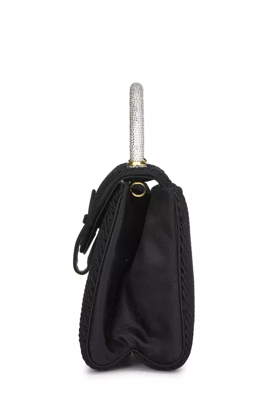 Black Satin Crystal Top Handle, , large image number 2
