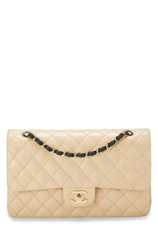 Beige Quilted Lambskin Classic Double Flap Medium, , large image number 0