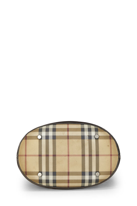 Beige Check Coated Canvas Bucket Bag Small, , large image number 4