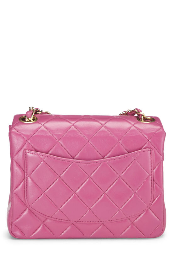 Pink Quilted Lambskin Classic Square Flap Mini