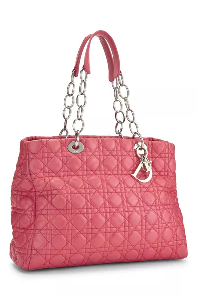 Pink Cannage Quilted Soft Shopping Tote, , large