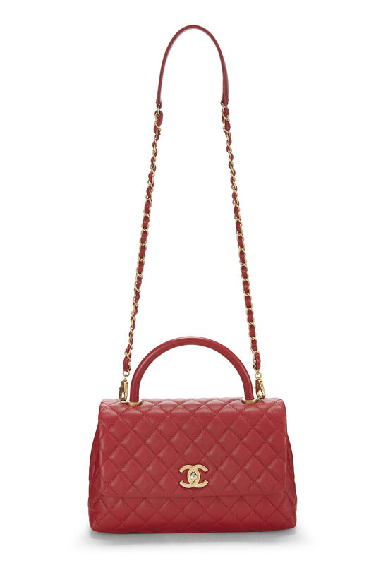Chanel Red Caviar Coco Handle Bag Medium Q6BFSJ0FR7000