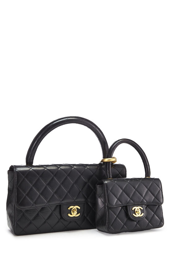 Black Quilted Lambskin Double Bag, , large image number 1