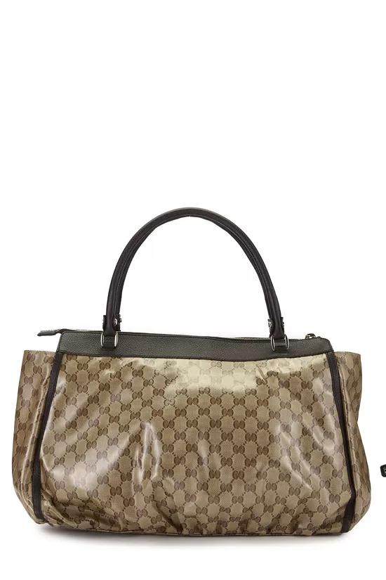 Brown Crystal Canvas D-Ring Abbey Zip Tote, , large image number 3