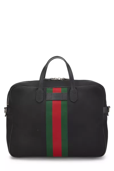 Black Techno Canvas Briefcase