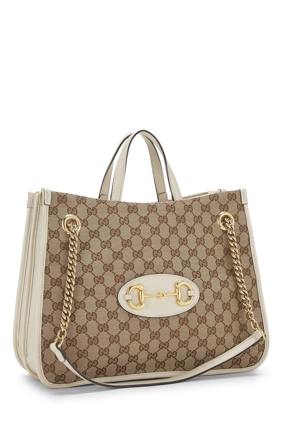 White Original GG Canvas 1955 Horsebit Tote, , large image number 1