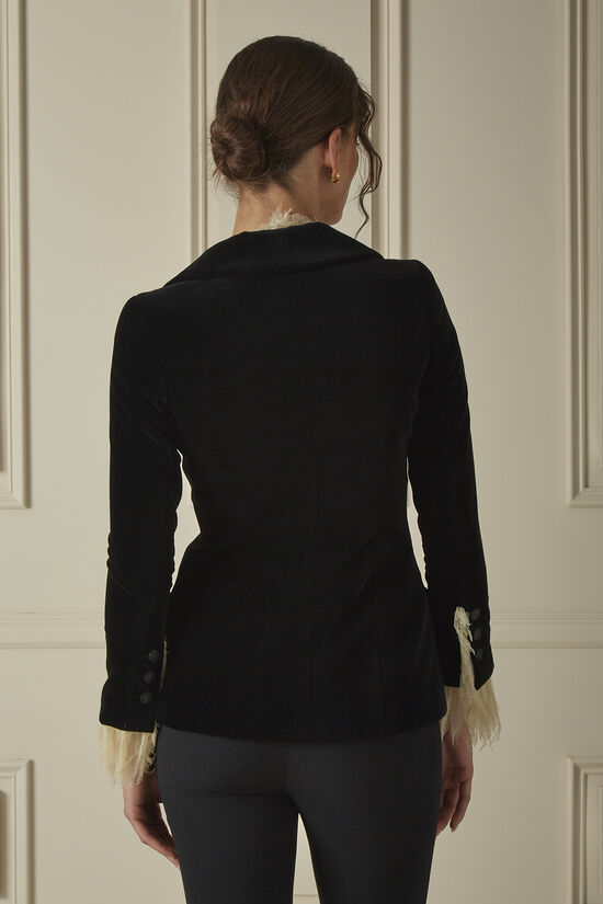 Black Velvet Double-Breasted Jacket, , large image number 1