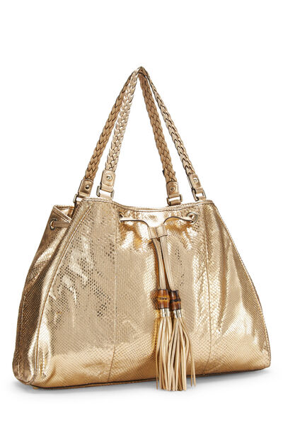 Gold Python Peggy Braided Tote Large, , large