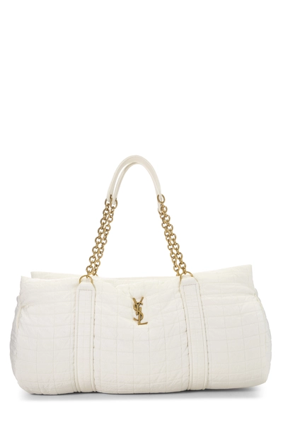 YSL White Nylon Gloria Duffle