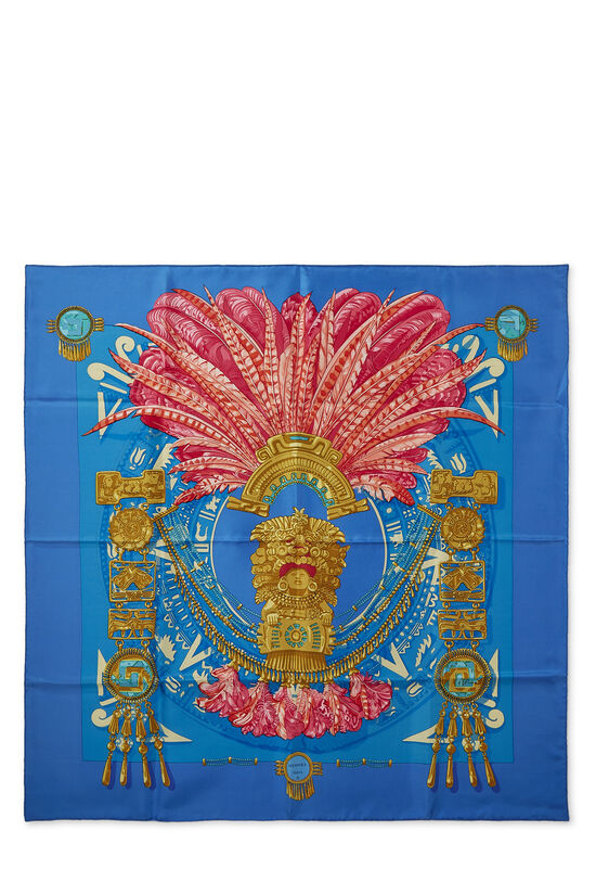 Blue & Multicolor 'Mexique' Silk Scarf 90, , large image number 1