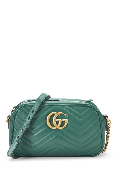 Gucci Green Leather GG Marmont Crossbody Small