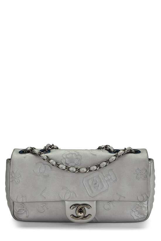 Silver Lambskin Precious Symbols Half Flap Medium, , large image number 0