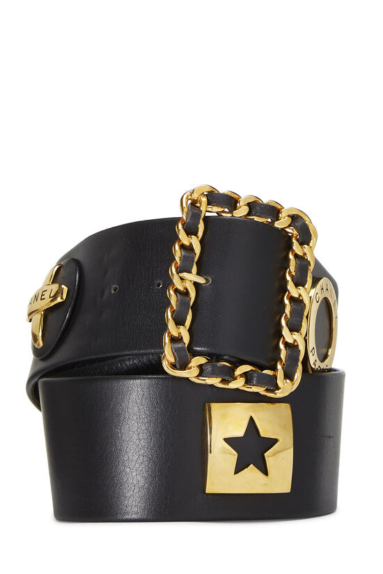 Judith Leiber Embossed Black Leather Belt with Jeweled Buckle - MRS Couture