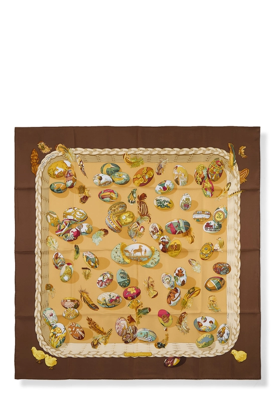 Pre-Owned Brown & Multicolor 'Couvee d'Hermes' Silk Scarf 90