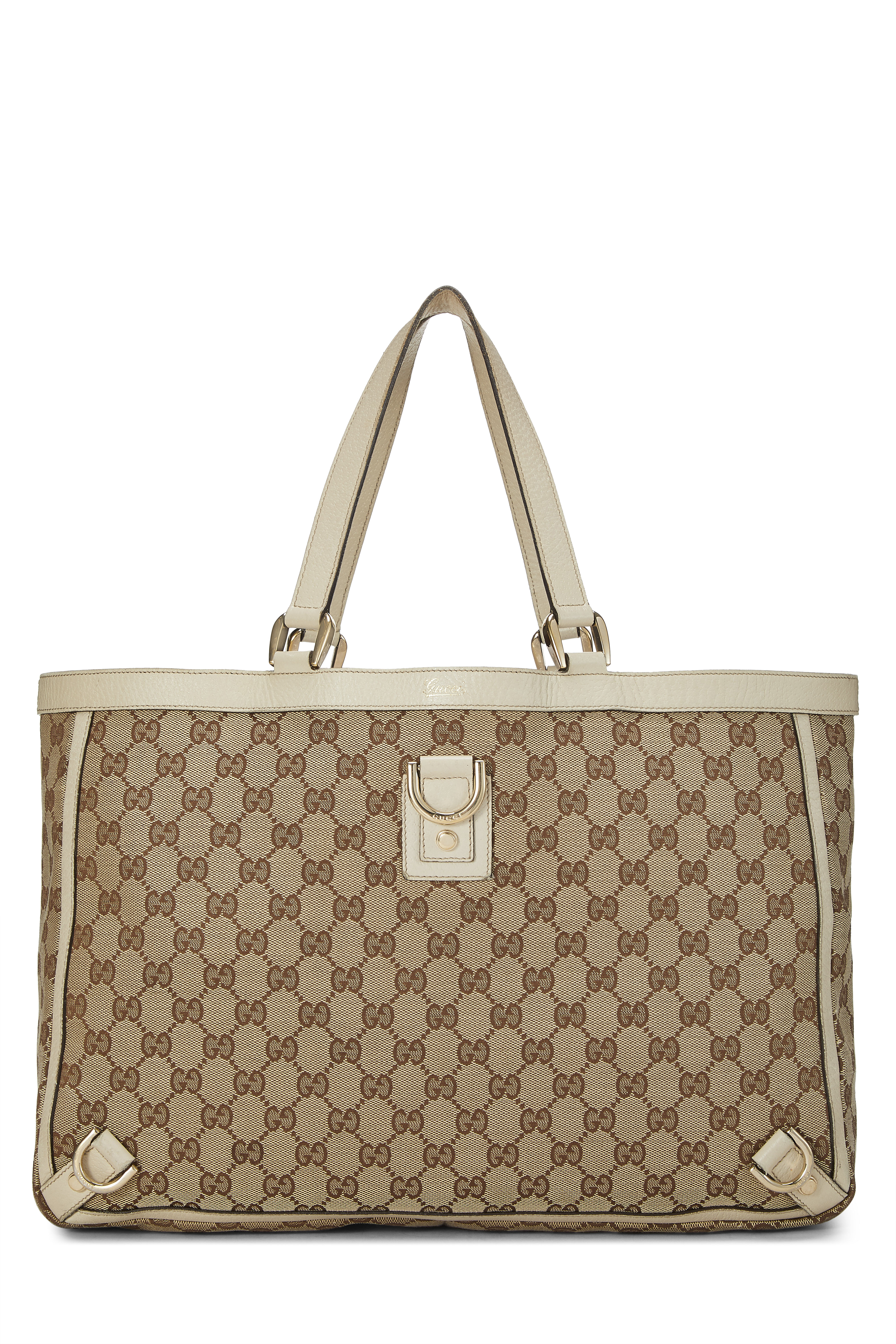 Gucci Cream GG Canvas Abbey Tote XL 