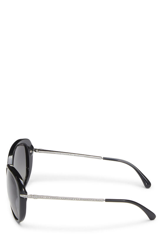 Black Acetate & Crystal Oversize Sunglasses, , large image number 3