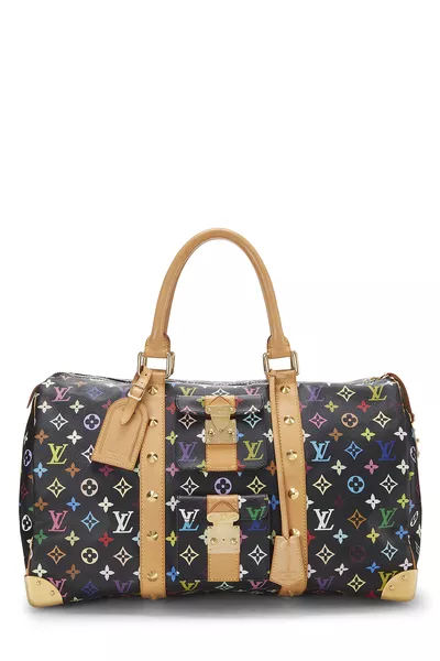 Takashi Murakami x Louis Vuitton Black Monogram Multicolore Keepall 45