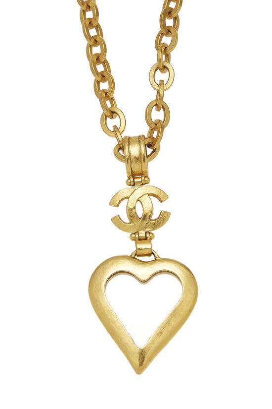 Gold Heart Mirror 'CC' Necklace, , large image number 1