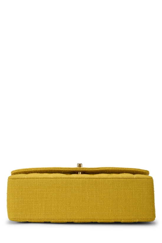 Yellow Quilted Linen Classic Flap Medium, , large image number 4
