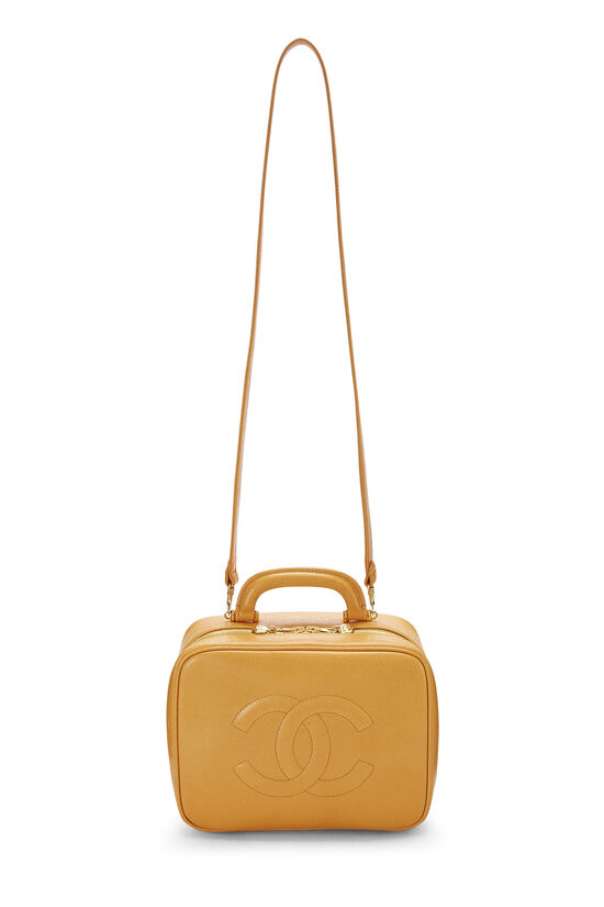 Louis Vuitton Yellow Leather Top Handle Satchel Vanity Cosmetic Travel Bag  W/Key