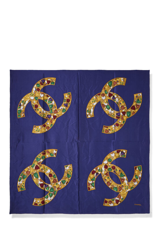 Purple Silk 'CC' Scarf, , large image number 0