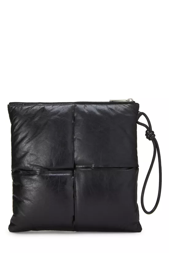 Black Calfskin Maxi Intrecciato Padded Pouch, , large image number 2
