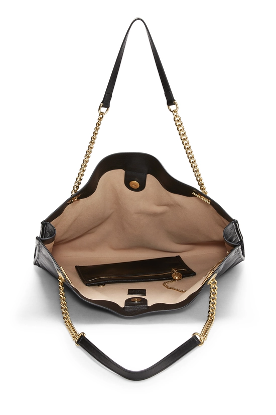 Black Leather Web Rajah Tote, , large image number 5