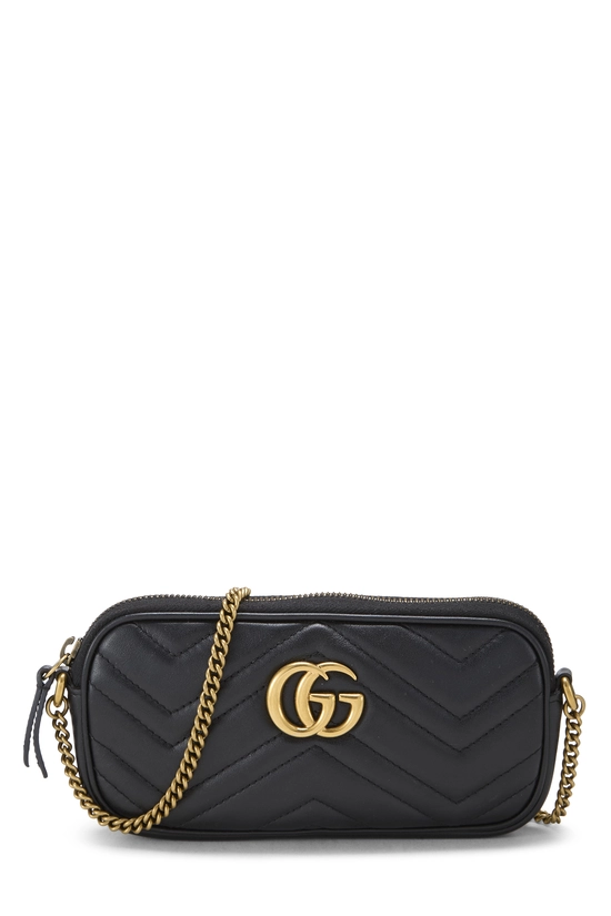 Black Leather GG Marmont Chain Bag Mini, , large image number 0