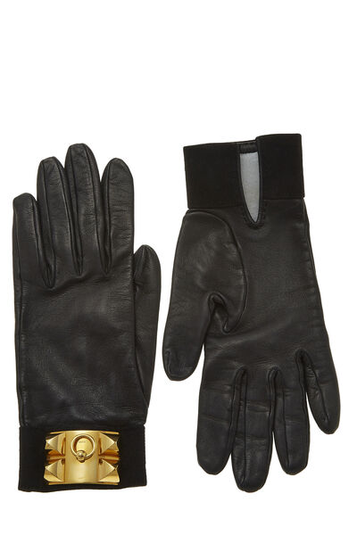 Black Lambskin Collier de Chien Gloves, , large