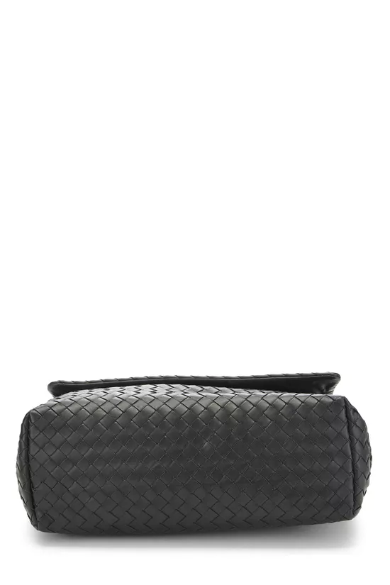 Black Intrecciato Leather Flap Shoulder Bag, , large image number 4