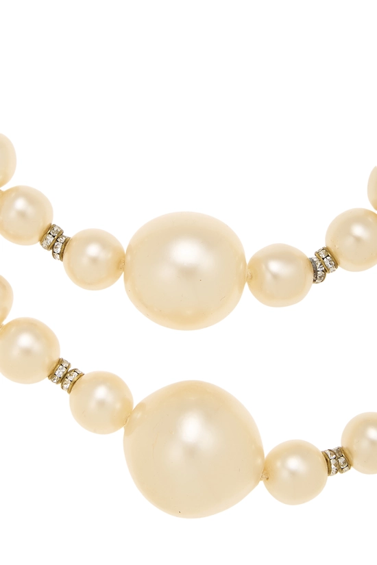 White Faux Pearl Necklace, , large image number 1