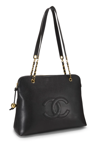 Black Caviar Zip Tote Large, , large