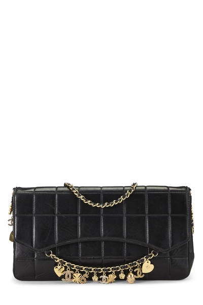 Black Lambskin Chocolate Bar Charms Shoulder Bag