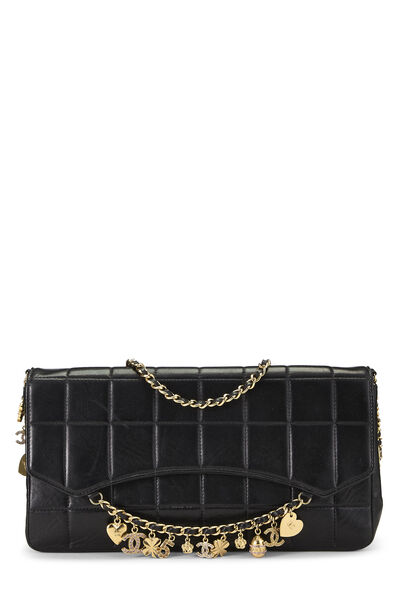 Black Lambskin Chocolate Bar Charms Shoulder Bag