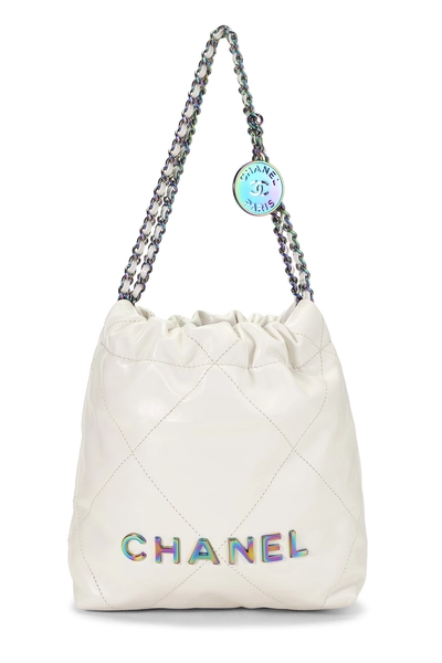 White Shiny Calfskin Chanel 22 Mini