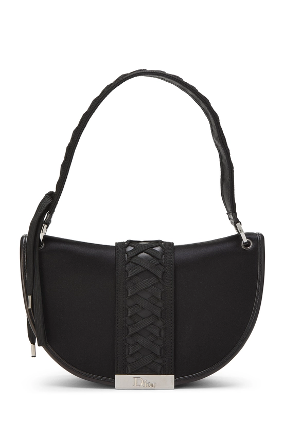 Black Satin 'Admit It' Shoulder Bag, , large image number 0