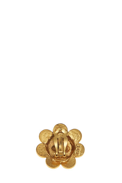 Gold Paris Round Flower Earrings, , large