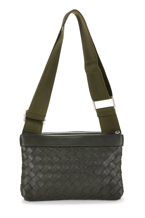 Green Intrecciato Leather Duo Crossbody Bag, , large image number 3